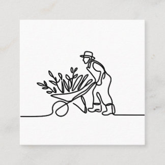 Carte De Visite Carré dessin d'un agriculteur ou d'un jardinier