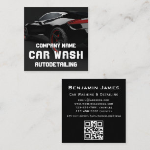 Carte De Visite Carré Détail automatique Code QR du lavage de voiture