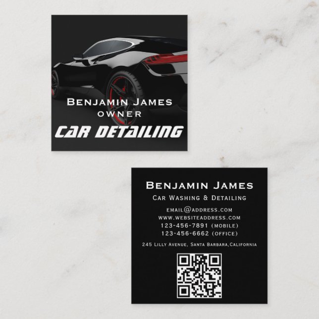 Carte De Visite Carré Détail automatique du code QR (Devant / Derrière)