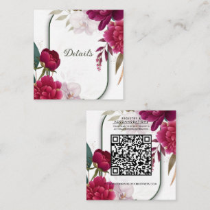 Carte De Visite Carré Détails de mariage floral de jardin en fleurs de B