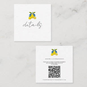 Carte De Visite Carré Détails de mariage méditerranéen Lemon jaune bleu