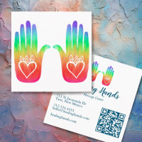 Deux mains de guérison Coeurs Hamsa Rainbow QR Cod