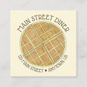 Carte De Visite Carré Diner de gaufre belge Brunch Restaurant Chef