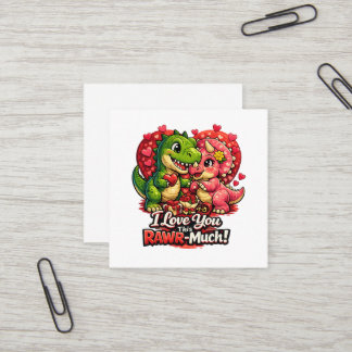Carte De Visite Carré Dino Hearts Rawr Much Valentine,Couple Anniversary