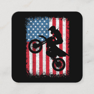 Carte De Visite Carré Dirt Vélo Drapeau Américain Motocross Vélo Hommes 