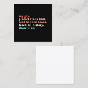 Carte De Visite Carré Dites Gay Protéger les enfants trans Lire les livr
