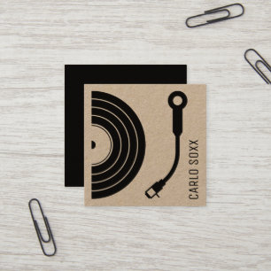 Carte De Visite Carré DJ signe comme plaque d'enregistrement vinyle rét