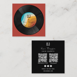 Carte De Visite Carré Djing Rétro Musique Moderne DJ Musicien Vinyle