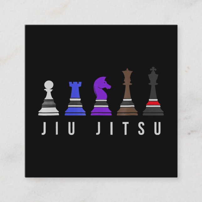 Carte De Visite Carré djiu jitsu    entraînement, cadeau bjj avec texte. (Devant)