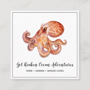 Carte de visite Carré d'octopus aquarelle