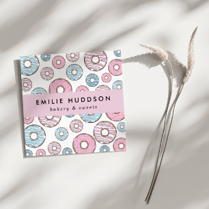 Carte De Visite Carré Donuts Roses, Donuts Bleus, Boutique De Gâteaux, B