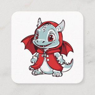 Carte De Visite Carré Dragon albinos en rouge