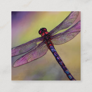 Carte De Visite Carré Dragonflies d'aquarelle ou Libellules en français