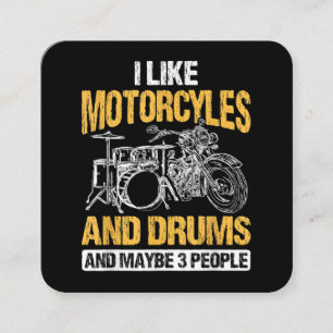 Carte De Visite Carré Drummer Drumming J'Aime Les Motos Et Les Drums