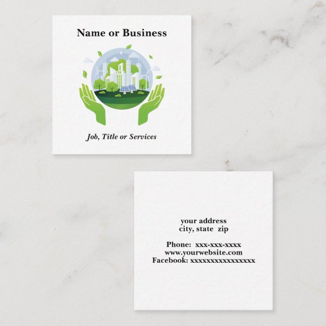 Carte De Visite Carré Durabilité (Devant / Derrière)