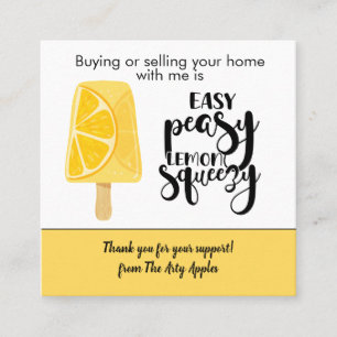 Carte De Visite Carré Easy Peasy Lemon agence immobilière marketing