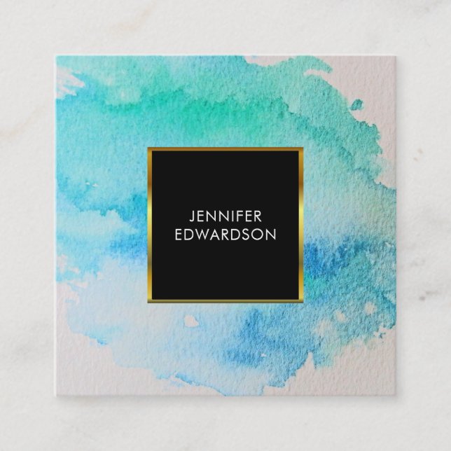 Carte De Visite Carré Éclaboussure turquoise moderne d'éclaboussure (Devant)