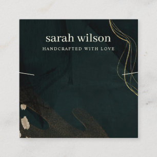 Carte De Visite Carré Écran Abstrait de collier Black Gold