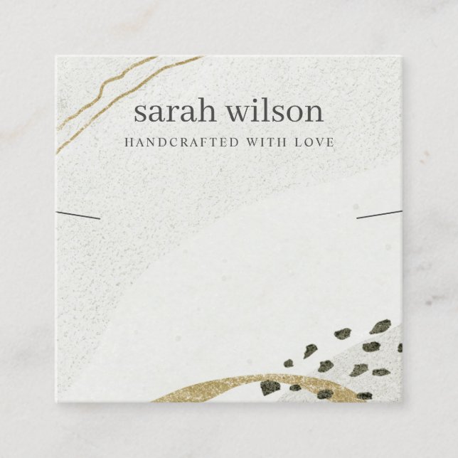 Carte De Visite Carré Écran Abstrait de collier d'or noir ivoire (Devant)