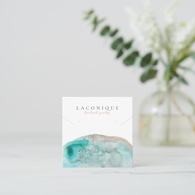 Carte De Visite Carré Écran de bijoux | | Bleu | Aquarelle (Debout devant)