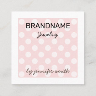 Carte De Visite Carré Écran de bijoux Pois rose pastel