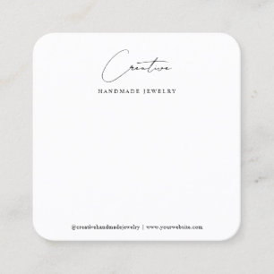 Carte De Visite Carré Écran de bijoux simple blanc manuscrit