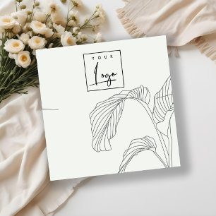 Carte De Visite Carré Ecran de collier noir blanc Feuille de palmier cro