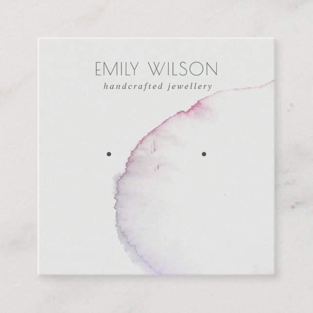 Carte De Visite Carré Écran d'oreille Abstrait gris argenté rose violet (Devant)