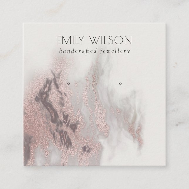 Carte De Visite Carré Écran d'oreille Abstrait Rose Gold Agate (Devant)