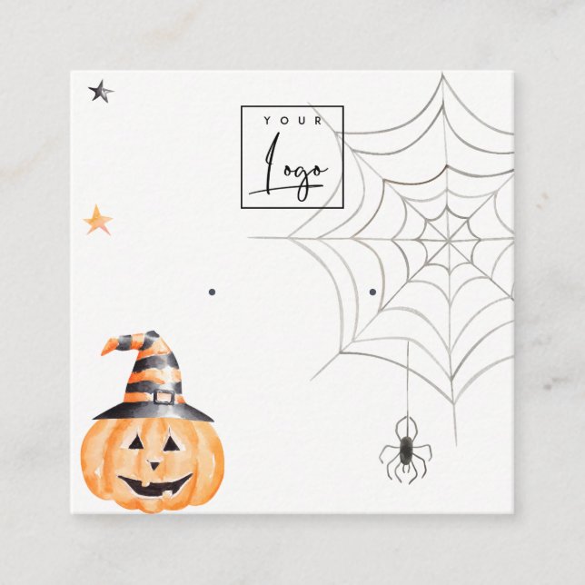 Carte De Visite Carré Écran d'oreille du logo du Citrouille d'Halloween  (Devant)