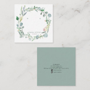 Carte De Visite Carré Écran d'oreille en feuille d'Eucalyptus aquarelle