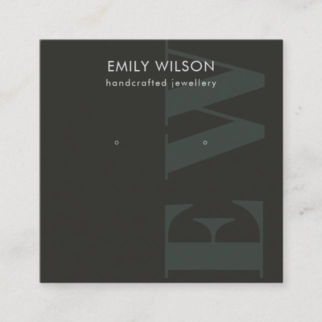 Carte De Visite Carré Écran d'oreille en noir foncé rustique (Devant)