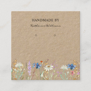 Carte De Visite Carré Écran d'oreille en papier Kraft Floral Fleur sau