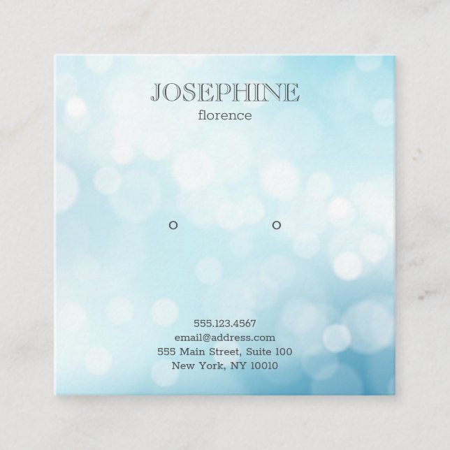 Carte De Visite Carré Écran d'oreille Glamour Blue Bokeh Bijoux (Devant)