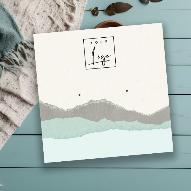 Carte De Visite Carré Écran d'oreille Pastel Aqua Kraft (Créateur téléchargé)