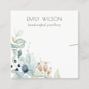 Carte De Visite Carré Écran d'oreille Pastel Blue Green Foliage Bunch