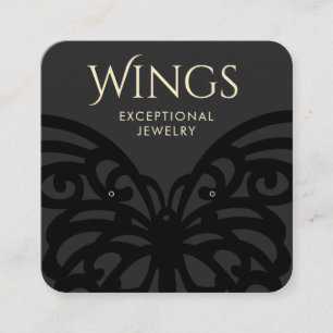 Carte De Visite Carré Écran d'oreille pour papillon noir moderne