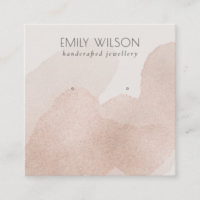 Carte De Visite Carré Écran d'oreille rose Gold Brush Stroke  (Devant)
