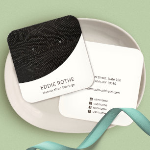 Carte De Visite Carré Écran moderne chic noir blanc à oreille