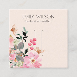 Carte De Visite Carré Écran Pastel Blush Rose Floral Bunp