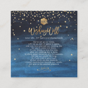 Carte De Visite Carré Écrit dans les Stars Gold Wishing Well Cards