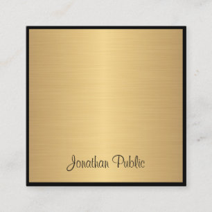 Carte De Visite Carré Écriture manuscrite moderne Texte Glamor Gold Chic