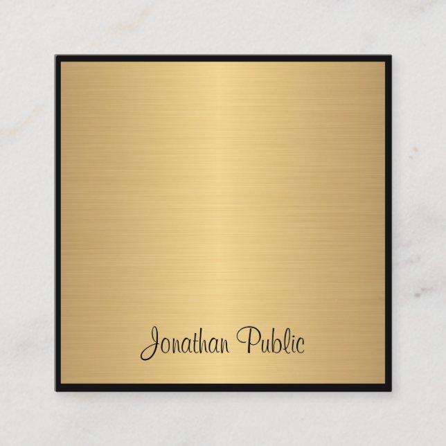 Carte De Visite Carré Écriture manuscrite moderne Texte Glamor Gold Chic (Devant)