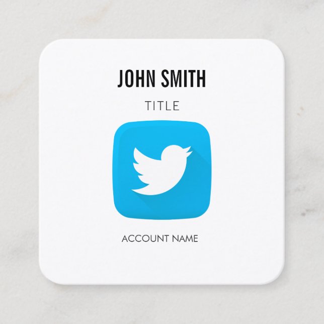 Carte De Visite Carré Éditeur de logo d'icône Twitter PROFIL promotionne (Devant)