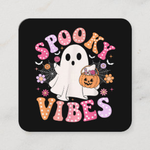 Carte De Visite Carré Éffrayant Vibes Ghost Retro Halloween Super