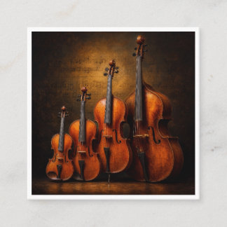 Carte De Visite Carré Élégance orchestrale : La famille du violon sur sc