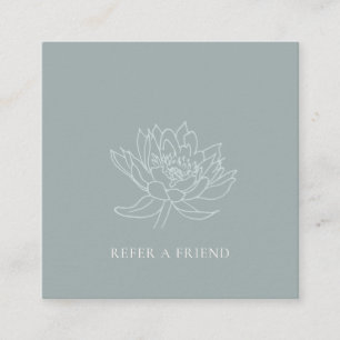 CARTE DE VISITE CARRÉ ÉLÉGANT AQUA BLEU TURQUOISE LOTUS FLORAL REFRIGE
