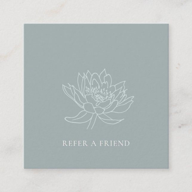 CARTE DE VISITE CARRÉ ÉLÉGANT AQUA BLEU TURQUOISE LOTUS FLORAL REFRIGER  (Devant)