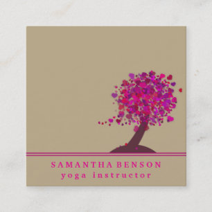 Carte De Visite Carré Elégant arbre Yoga Instructeur Wellness Life Coach