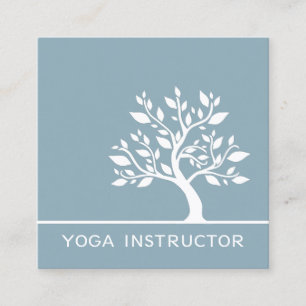 Carte De Visite Carré Elégant arbre Yoga Instructeur Wellness Life Coach